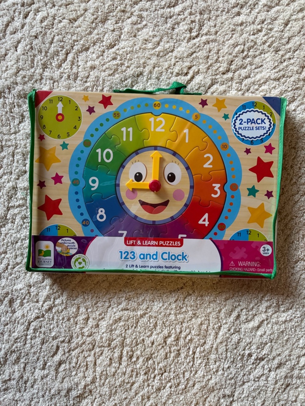 Lift & Learn 123 and Clock Puzzle - Bright Multicolor Learning Toy